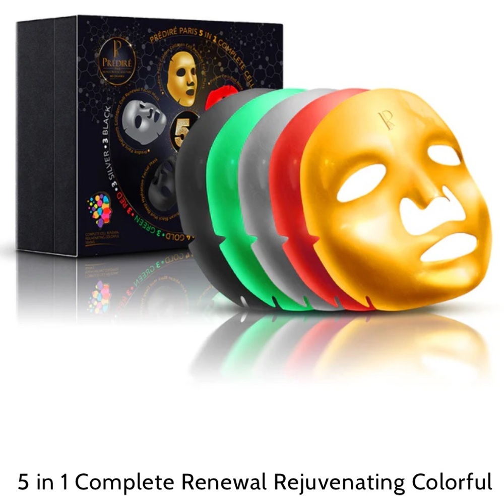 NEW-5 in 1 Complete Renewal Rejuvenating Colorful Reusable Masks 5 Piece Set